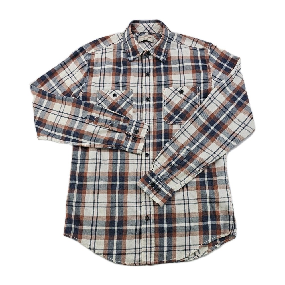 NEW Original Weatherproof Men's Vintage Button Up Small Blue Plaid Flannel Shirt